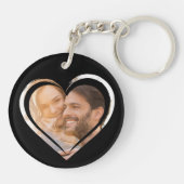 デートすることカップル恋人の写真コラージュ キーホルダー (裏面)