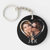 デートすることカップル恋人の写真コラージュ キーホルダー (正面)