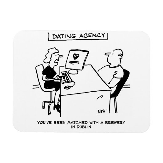 デートすること庁、ビールの飲み物とビール醸造所のマッチング マグネット (横)
