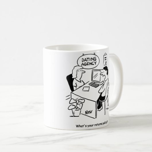 デートすること機関彼は返品政策を知りたい コーヒーマグカップ (正面右)