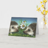 デートするハリネズミ カード (黄色い花)