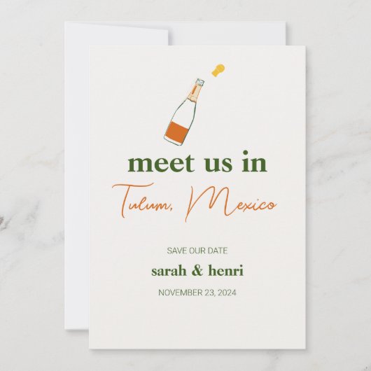 デートを除いてトゥルムの結婚式で私達と会う 招待状 (正面)