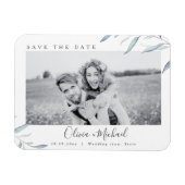 デートを除く、ほこりっぽい青い緑の写真結婚式 マグネット (横)