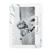 デートを除く、ほこりっぽい青い緑の写真結婚式 マグネット (縦)