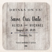 デートを除シンプルく私たち素朴な結婚式の飲み物 スクエアペーパーコースター (正面)