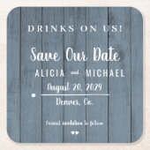 デートを除シンプルく私たち素朴な結婚式の飲み物 スクエアペーパーコースター (正面)