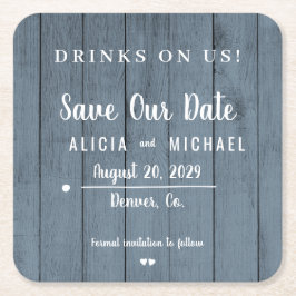 デートを除シンプルく私たち素朴な結婚式の飲み物 スクエアペーパーコースター