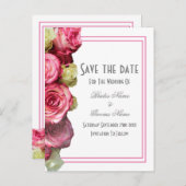 デートを除縁どくピンクのバラの結婚式 案内ポストカード (正面/裏面)