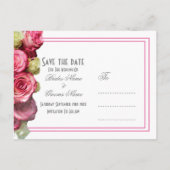 デートを除縁どくピンクのバラの結婚式 案内ポストカード (裏面)