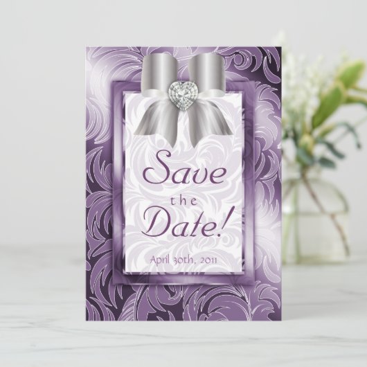 デートカードのリーフフローラのPurple Silver Bowを保存 セーブザデート (スタンド正面)