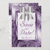 デートカードのリーフフローラのPurple Silver Bowを保存 セーブザデート (正面/裏面)