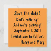 デートカードを保存するオレンジとピンク セーブザデート (裏面)