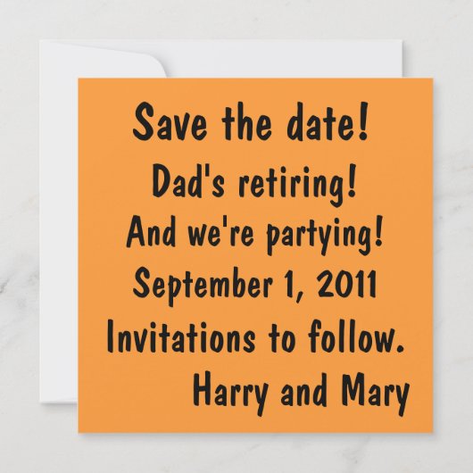 デートカードを保存するオレンジとピンク セーブザデート (裏面)