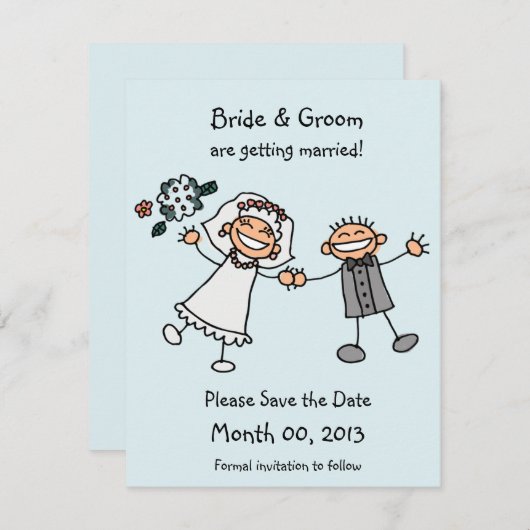 デートカードを節約するかわいいスティッキ姿 セーブザデート (正面/裏面)