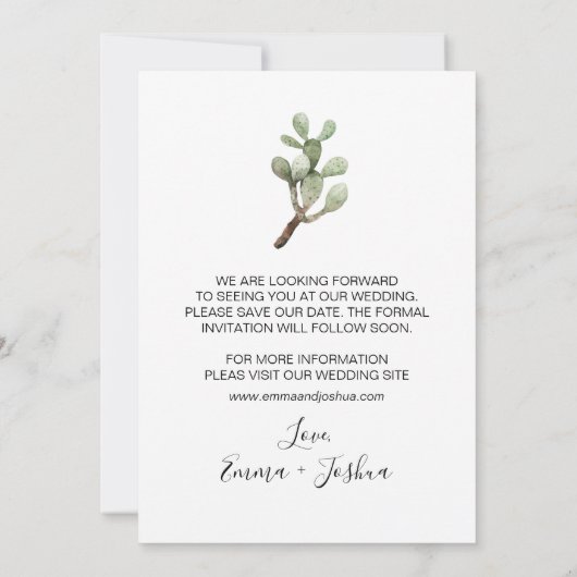 デートカードを除く結婚式のミニマリストタコ 招待状 (裏面)