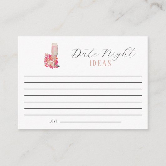 デートナイトのアイデア ブライダルシャワー ペタル＆プロセッコ アドバイスカード (正面)
