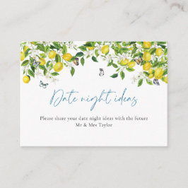 デートナイトのアイデア | レモン ブライダルシャワー エンクロージャーカード