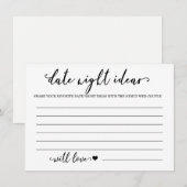 デートナイトアイデア カード ブライダルシャワーゲーム (正面/裏面)