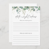 デートナイトアイデア ユーカリ ブライダルシャワー 挿入ページ エンクロージャーカード (正面/裏面)