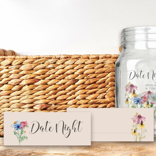 デートナイトアイディアワイルドフラワーチャーム植物カード (Date Night cards for guests to fill in for your bridal shower - from my Wildflower Charm collection)