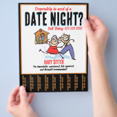 デートナイト ベビーシッター チャイルドケア チラシ (手)
