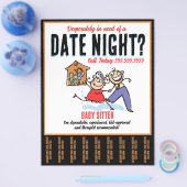 デートナイト ベビーシッター チャイルドケア チラシ (シングル)
