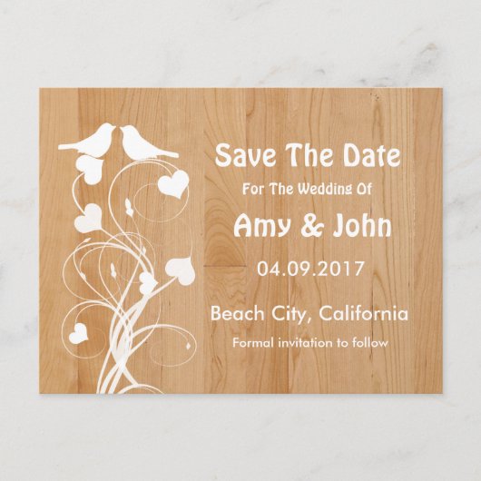 デートパーソナライズされた以外のロベバードの結婚式 案内ポストカード (正面)