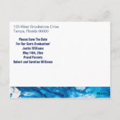 デートブルー大理石をエレガント保存 ポストカード (裏面)