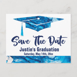 デートブルー大理石をエレガント保存 ポストカード