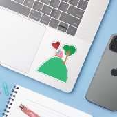 デート中のカップル シール (ノートパソコンとiPhone)
