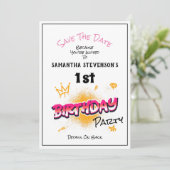 デート·ガールズ·バースデー·パーティーの招待を保存する セーブザデート (スタンド正面)