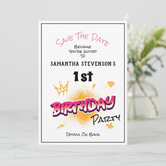 デート·ガールズ·バースデー·パーティーの招待を保存する セーブザデート (スタンド正面)