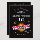 デート·ガールズ·バースデー·パーティーの招待を保存する セーブザデート (正面/裏面)