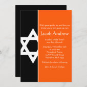 デービッドのオレンジとブラックスターバー（ユダヤ教の）バル・ミツバー 招待状 (正面/裏面)