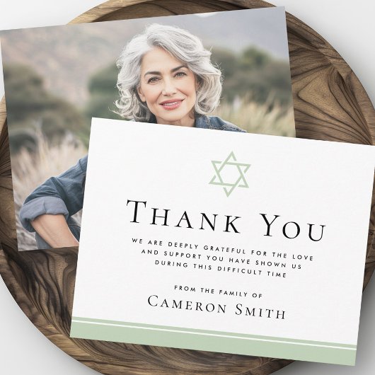 デービッドのライトグリーンスター葬儀悔やみや弔慰写真 サンキューカード