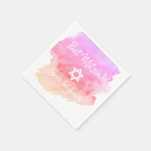デービッドバルミツワーのピンク紫色の水彩星 スタンダードカクテルナプキン (角)