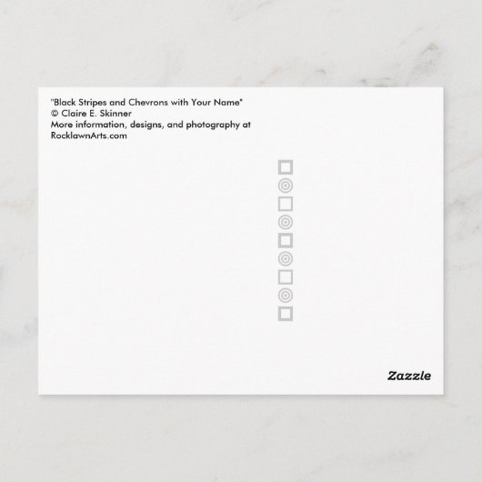 デーブルー鮮やかルとブラックのストライプとシェブロン ポストカード (裏面)