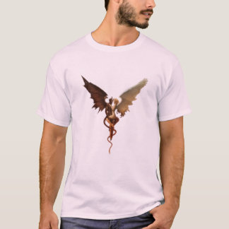 デーモンとエンジェルの羽根 ロマンティックファンタジーイラスト Tシャツ