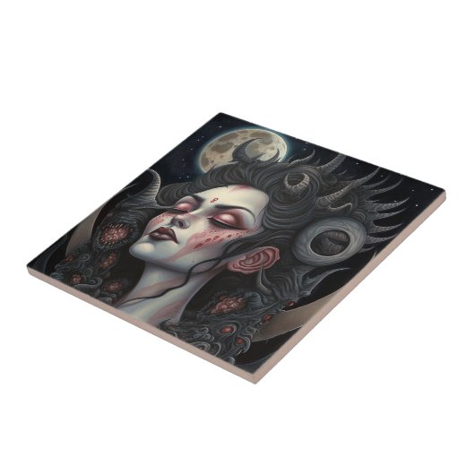 デーモンウーマンクイーンダークファンタジーアート タイル (側面)