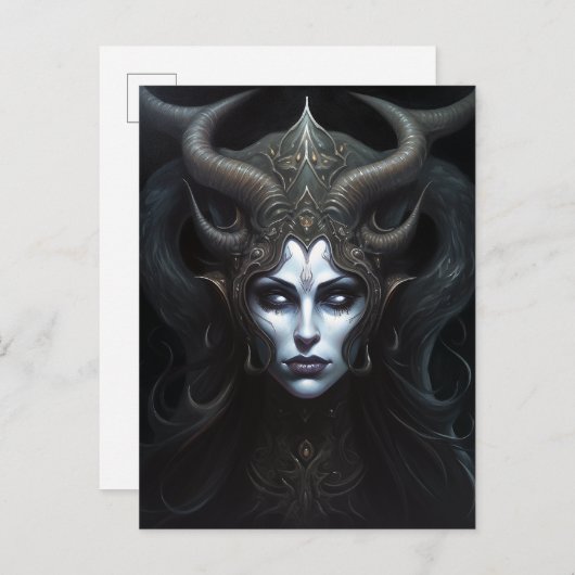 デーモンウーマンクイーンダークファンタジーアート ポストカード (正面/裏面)