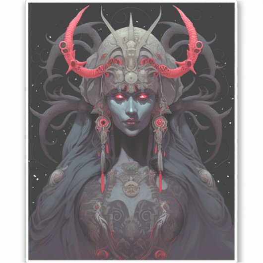 デーモンクイーンファンタジーアート シール (正面)