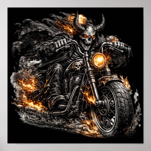 デーモンスカルバイカーモーターサイクル ポスター (正面)