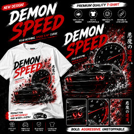 デーモンスピードマッスルカーダークレーシング - ホワイトTシャツ Tシャツ