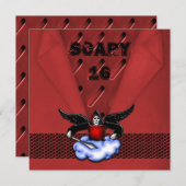 デーモンハンターゴシックレッドホラー16誕生日 招待状 (正面/裏面)