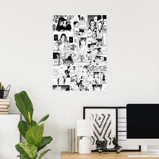 デーモンレイヤーマンガコラージュ ポスター (ホームオフィス)