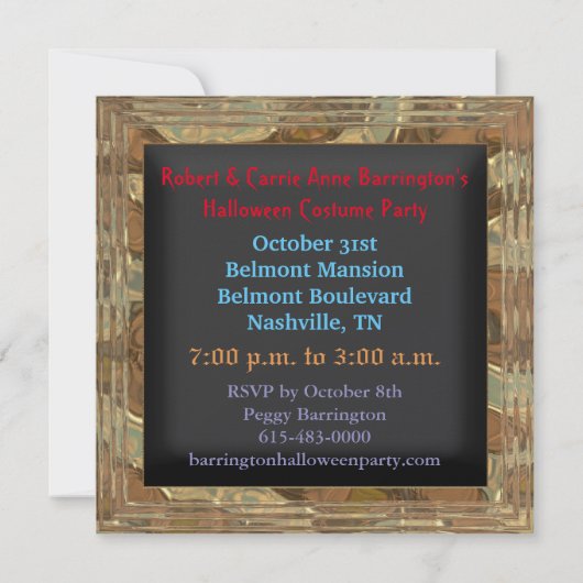 デーモ不気味ン・ハロウィーンが招待状に到着 招待状 (裏面)