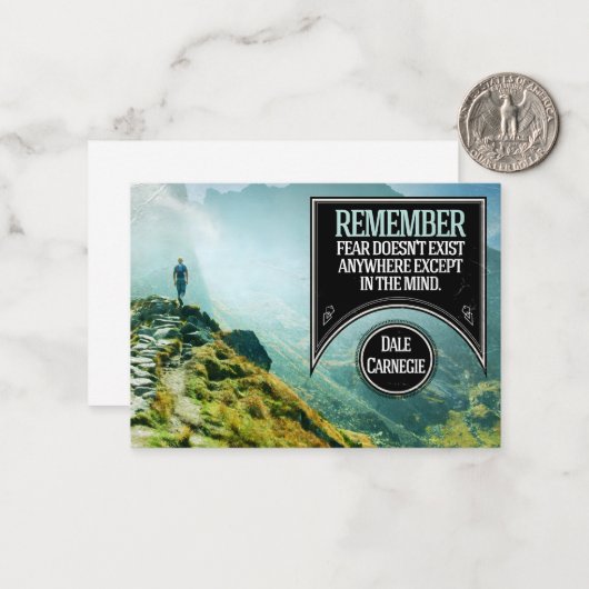 デール感動的カーネギー引用文「恐怖」 ノートカード (正面/裏面インサイチュ)