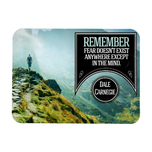 デール感動的カーネギー引用文"恐怖"フレキシブル マグネット (横)