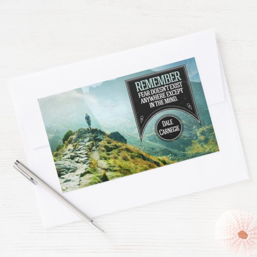 デール感動的カーネギー引用文「恐怖」 長方形シール (封筒)