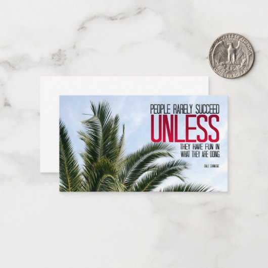 デール・カーネギー感動的引用文「おもしろいを持つ」 ノートカード (正面/裏面インサイチュ)